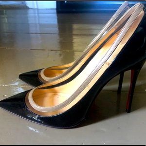 Christian Louboutin patent & pvc stilettos